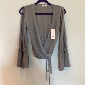 NWT Wrap Top with Open  Flared Sleeves